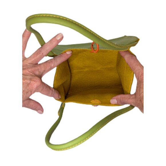 Mod Minimalist Vinyl Tote Bag Alan Stuart New York Green Structured Shoulder Bag - Picture 9 of 11